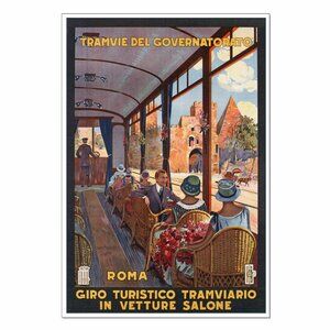ROME ITALY Cafe City Scene: Vintage Advertisement Reprint 13"by19" Poster Print